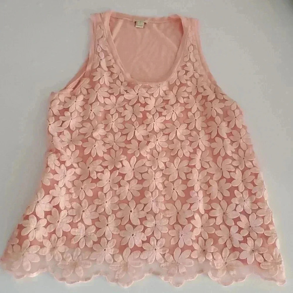 J Crew- Flower Crochet Front Tank Top - Picture 3 of 6